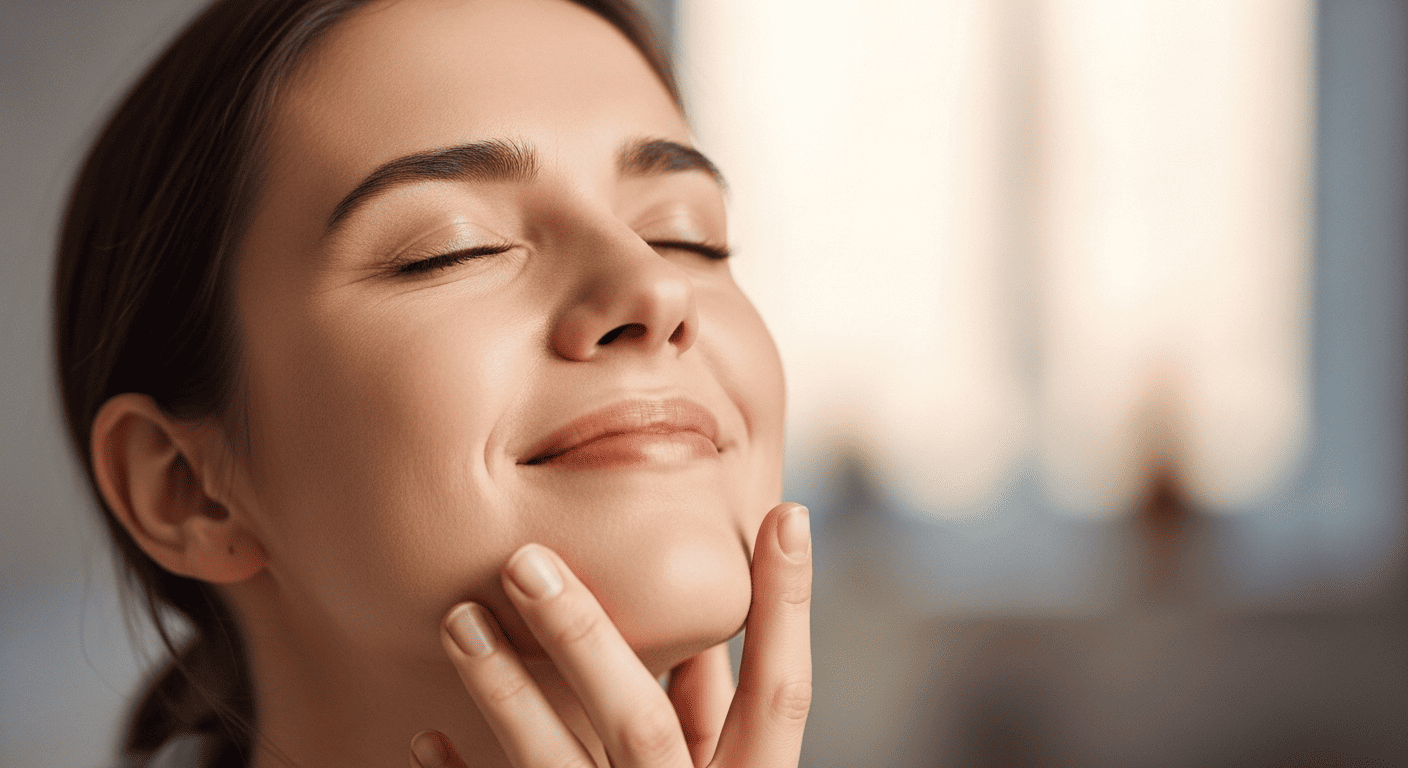 A person experiencing instant relief from a severe toothache.