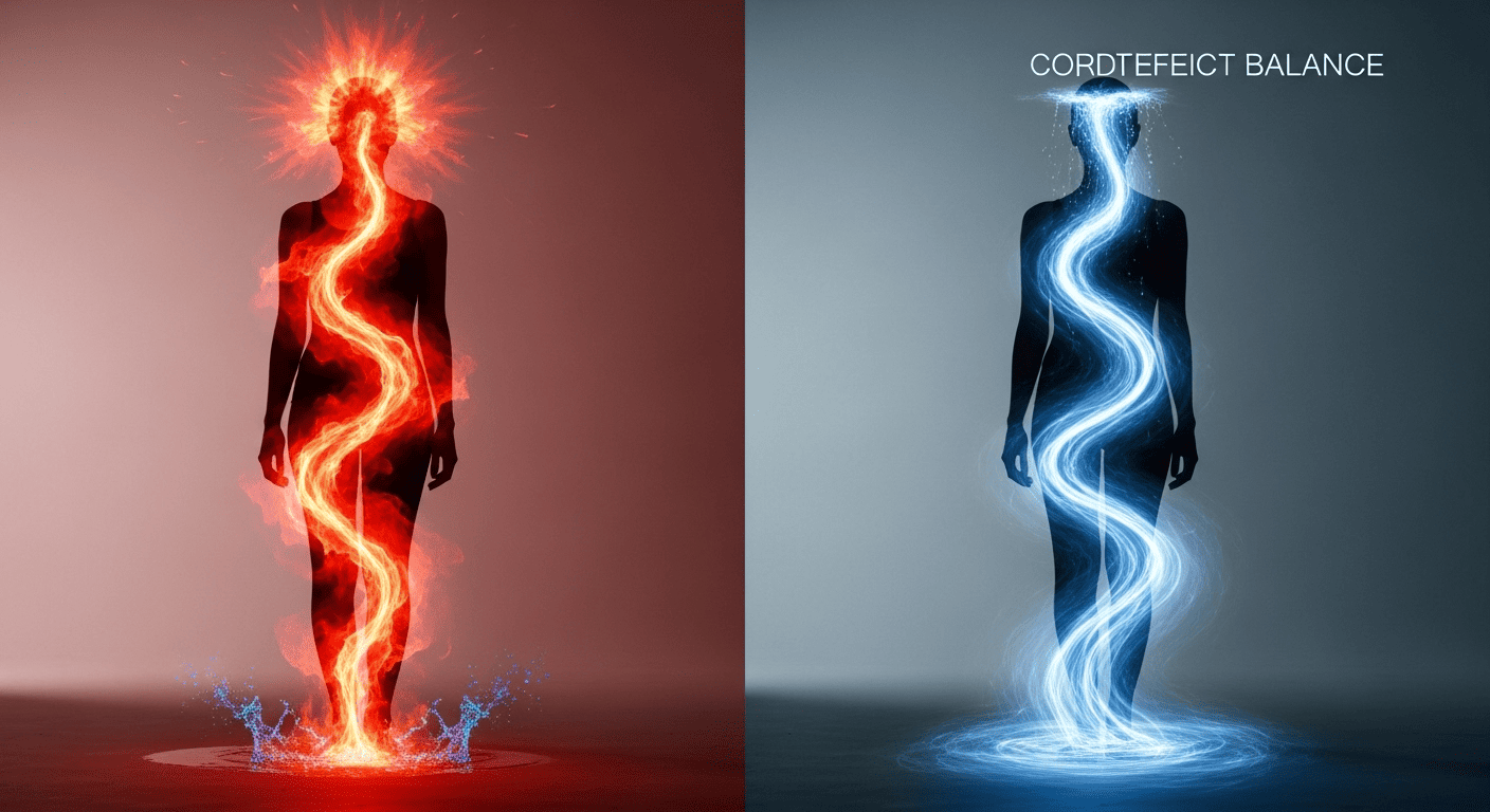 A visual comparison showing the incorrect versus the correct way to take a cold shower to maintain body temperature balance.