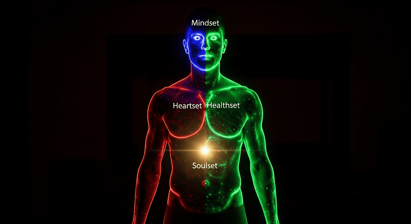 A visual metaphor of the four interior empires—Mindset, Heartset, Healthset, and Soulset—that contribute to a person's success.