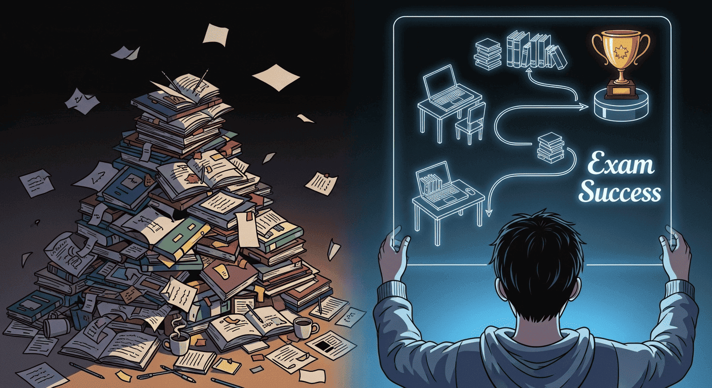  A student with a strategic study plan, showing the importance of planning for exam success.