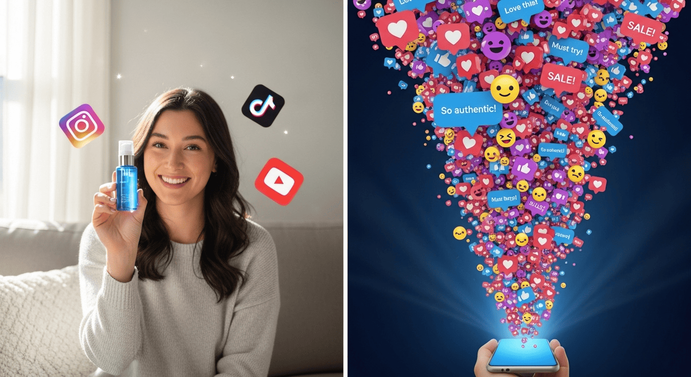 A micro-influencer's social media post causing a large wave of positive engagement and sales.