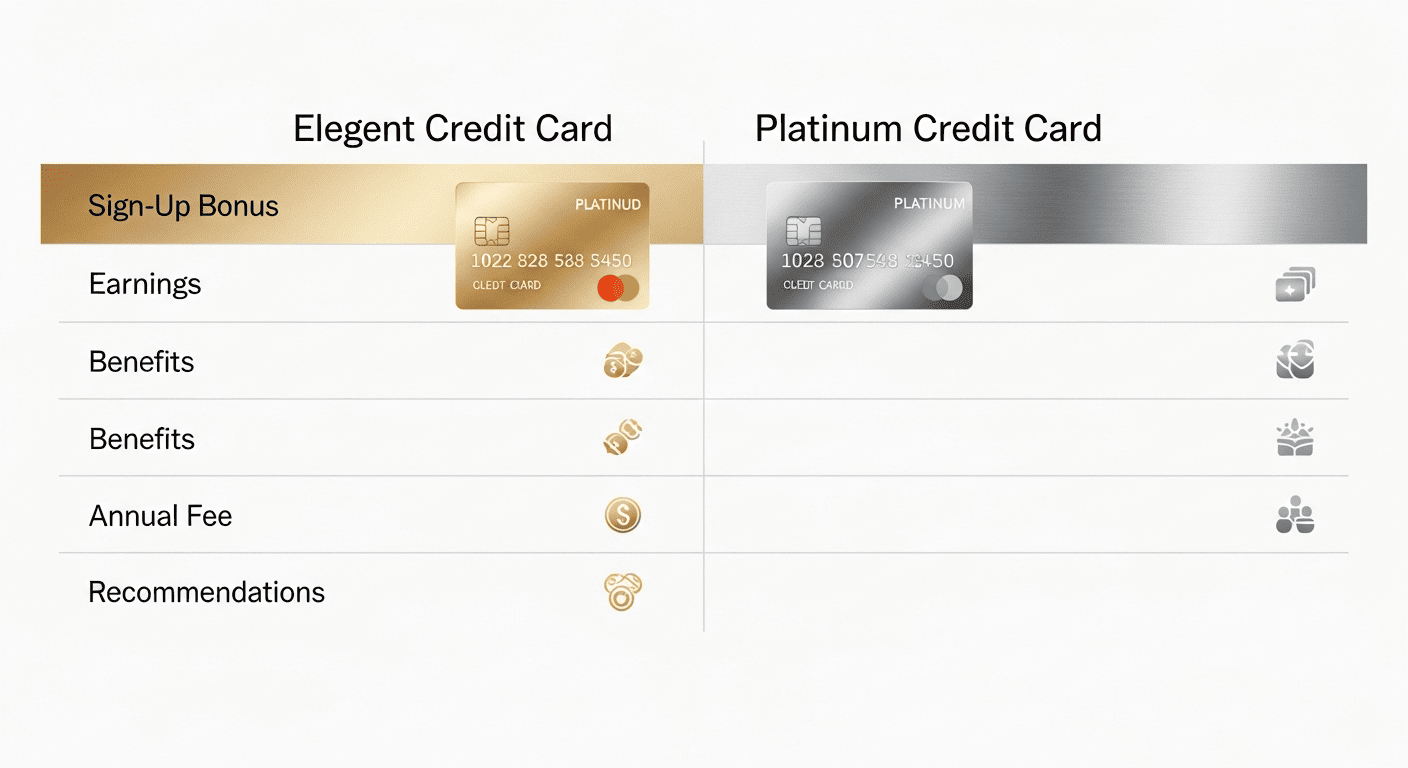 An image contrasting the Amex Gold card, associated with daily spending like food, with the Amex Platinum card, associated with travel like flights and hotels.